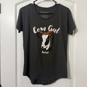Ariat Cow Gal Graphic Tshirt Women’s Size Small Heather Grey Western
